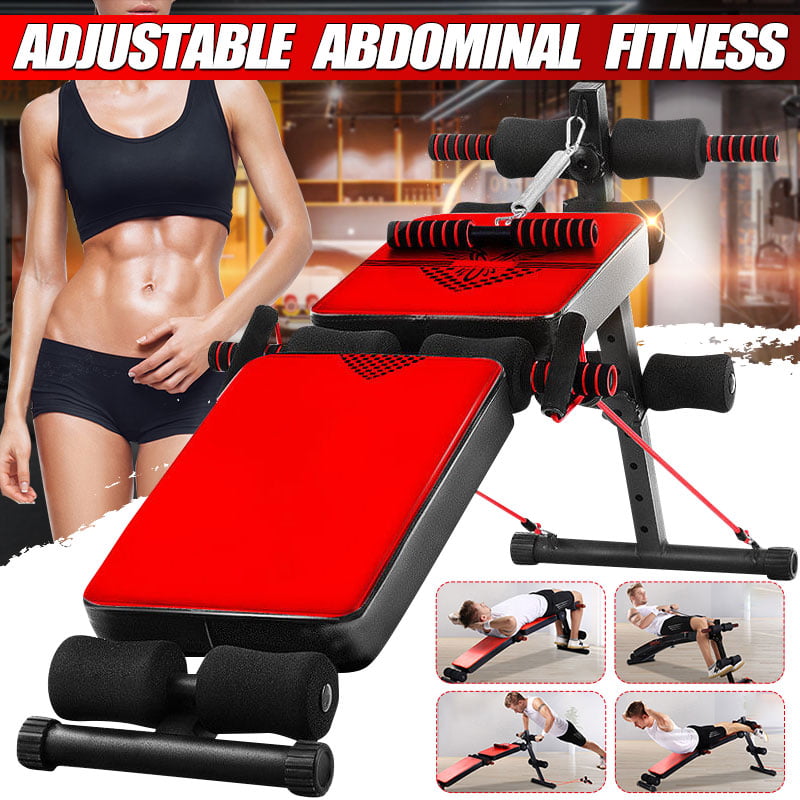 Weight Bench Adjustable Strength Full Body Workout Home Gym W/Resistance Bands 
