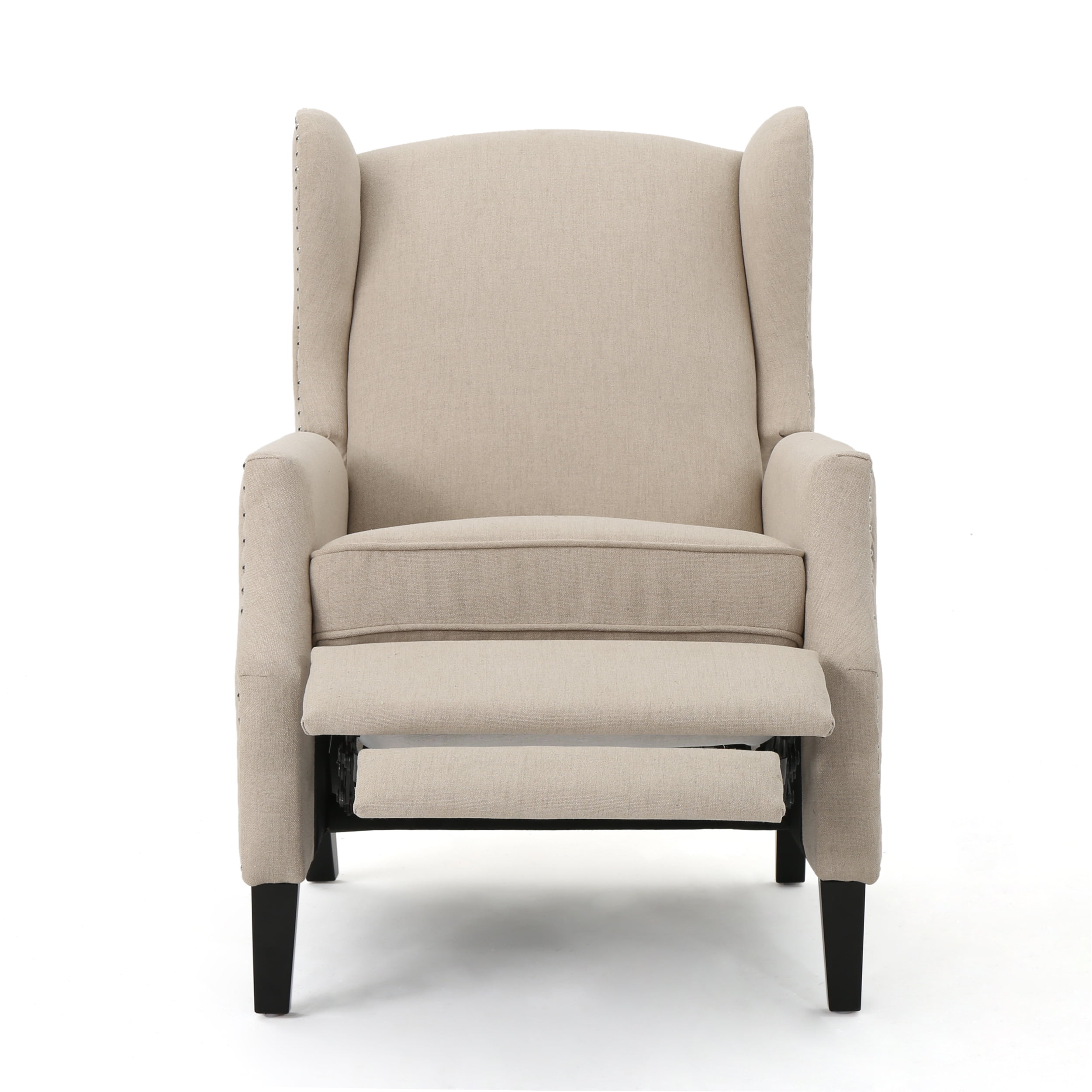 Euroco Traditional Wingback Recliner Chair with Studded Trim,100% Polyester Upholstery