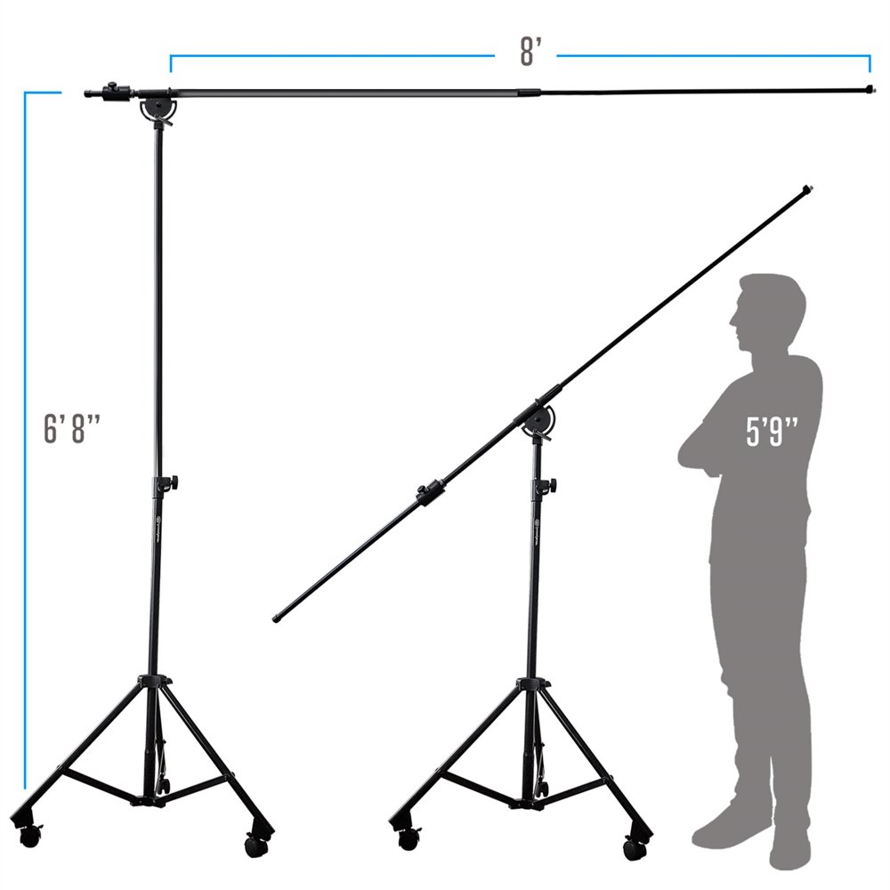 AxcessAbles MBW Professional Studio Overhead Microphone Boom Stand with Wheels