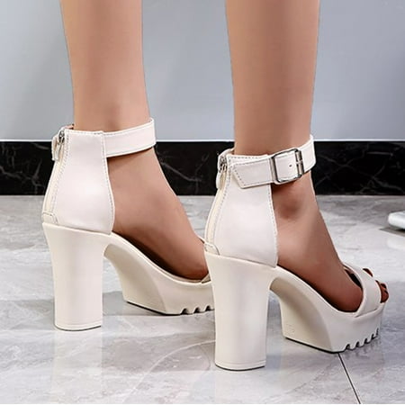

NECHOLOGY Sandals Womens Size 12 Heels Chunky Shoes Casual Womens Sandals Fashion Breathable Up Lace Women Shoes Sandals Beige 8.5