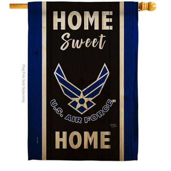 Breeze Decor H108454-BO Home Sweet Air Force House Flag Armed Forces 28 x 40 in. Double-Sided Decorative Vertical Flags for Decoration Banner Garden Yard Gift