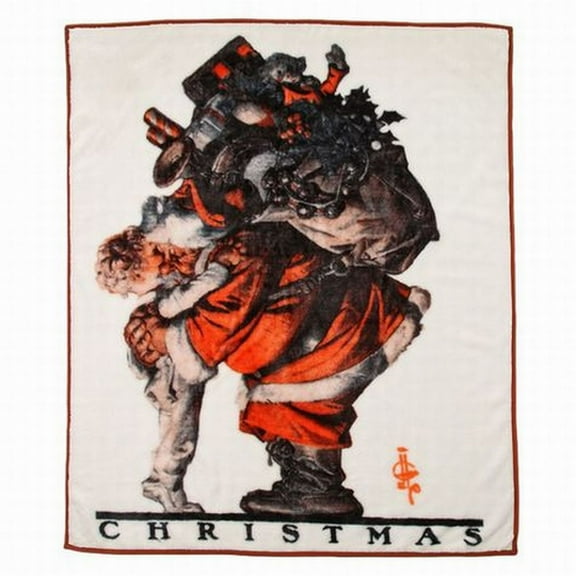 Saturday Evening Post Royal Plush Fleece Hug From Santa Christmas Throw Blanket