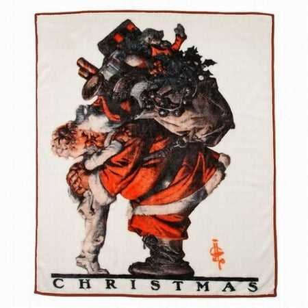 Saturday Evening Post Royal Plush Fleece Hug From Santa Christmas Throw Blanket