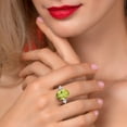 thumbnail image 4 of Gem Stone King 18K Rose Gold Plated Silver Yellow Lemon Quartz and Lab Grown Diamond Engagement Ring for Women | 6.45 Cttw | Oval Checkerboard 14X10MM | Gemstone Birthstone | Size 7, 4 of 6