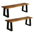 thumbnail image 1 of Gymax 2 PCS Solid Acacia Wood Patio Bench Dining Bench Outdoor W/Rustic Metal Legs, 1 of 10