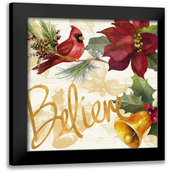 Loreth, Lanie 12x12 Black Modern Framed Museum Art Print Titled - Christmas Poinsettia IV