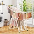 thumbnail image 2 of Costway Foldable Metal Laundry Drying Rack with Height Adjustable Wings, 16 Drying Rails Beige, 2 of 10
