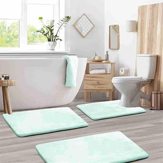 Xihbxyly Juego de Alfombrillas de Baño de Terciopelo Suave, Antideslizantes y Absorbentes, Colección Completa de Tres Piezas, Ideal para El Baño Doméstico, Un Elegante Complemento Decorativo.