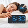 thumbnail image 3 of Unique Bargains Digital Dual Alarm Clock Dimmable Wall Clocks Blue, 3 of 6