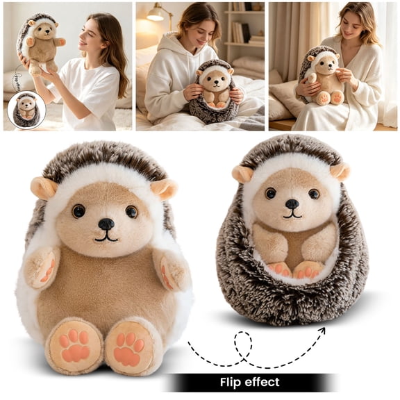 Knisume Stuffed Animals Hedgehog Plush Toy – Adorable Spiky-Back Doll with Cute Face, Soft Huggable Critter for Playroom Decor and Gift Giving,A