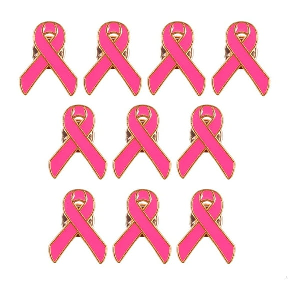 lanema Pack Of 10 Breast Cancers Awareness Ribbon Badge Lightweight Brooches Awareness Campaign Lapel Pin for Charity