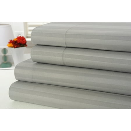 1800 Count Bamboo Egyptian Comfort Extra Soft Striped Bed Sheets 4 Piece Set - 6 Colors - Queen /