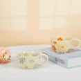 thumbnail image 3 of Koythin Cute Flower Ceramic Coffee Mug 8.5 oz  for Latte Tea Milk ( Blue Flower，2PCS), 3 of 6