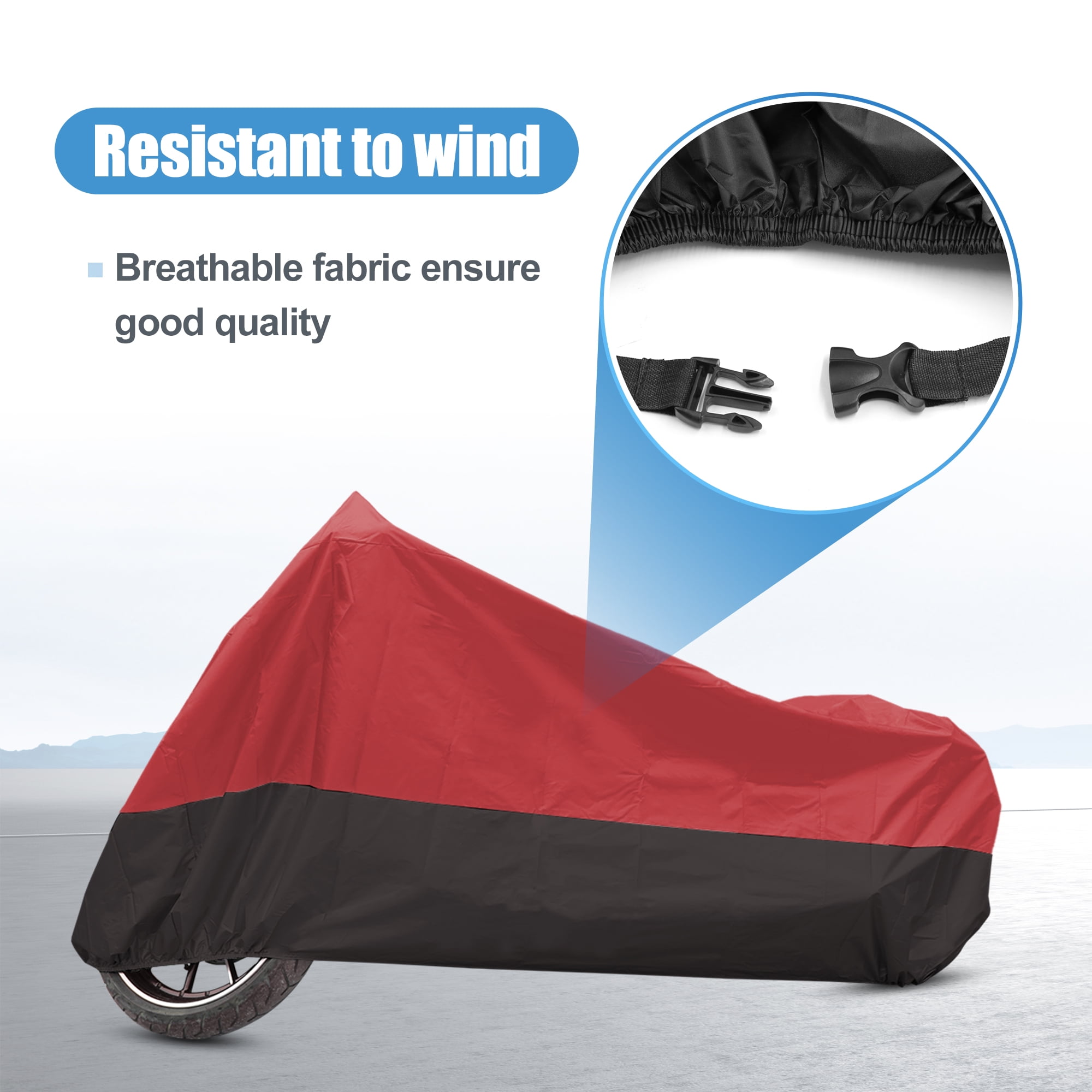 Unique Bargains 190T XL Motorcycle Cover Motorbike Cover Waterproof Rain Dust Sun Outdoor Protection Black&Red