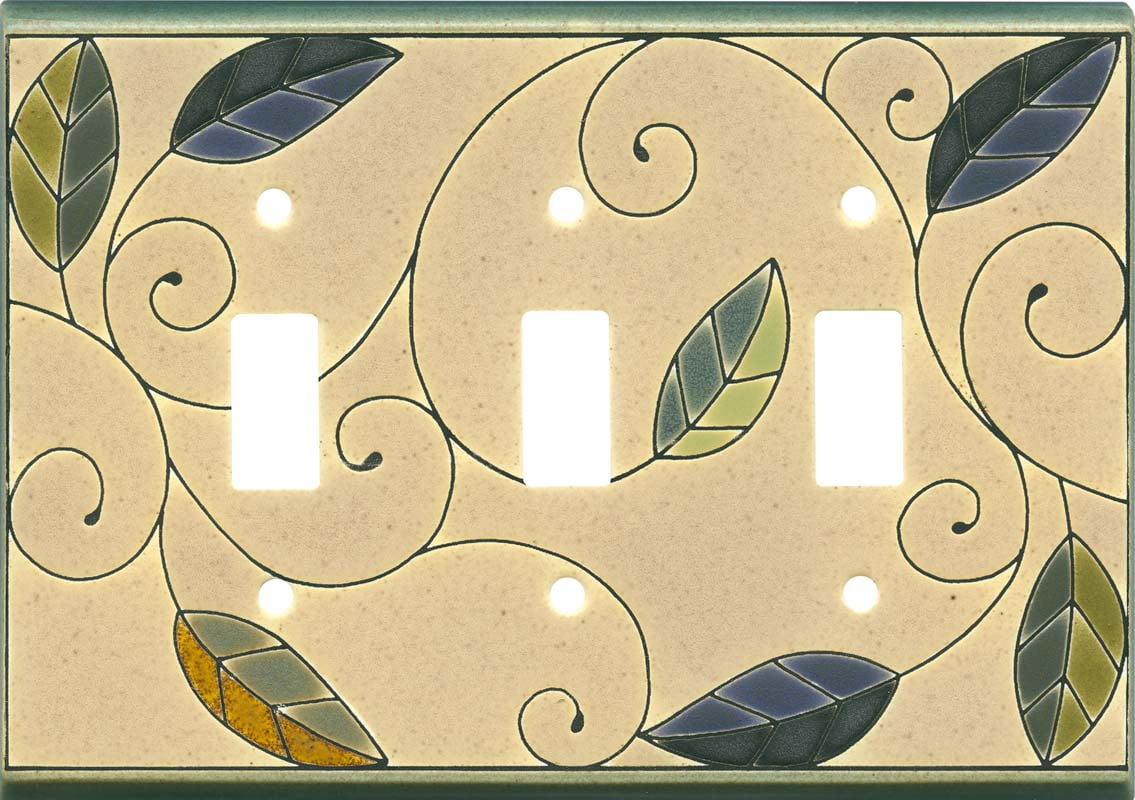 Switch Hits Mosaic Leaves Ceramic 3 Toggle Light Switch Covers