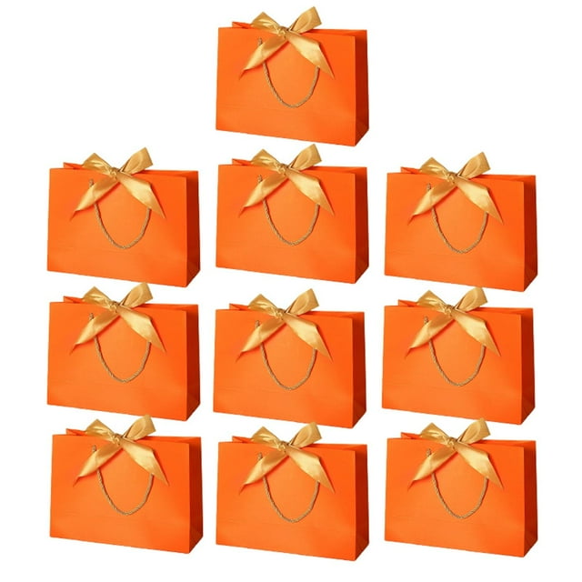 simhoa 10 Pcs Cadeaux de Fête avec Sacs d'Emballage pour Nœud Papillon Sacs-Cadeaux pour Fête pour Enfants Orange TP