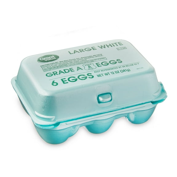 Great Value Large White Eggs, 6 Count