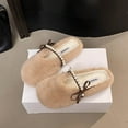 thumbnail image 7 of Nmnitkp Slippers for Women Pearl Bow Fall And Winter Style Comfortable Warm Slippers Khaki,41, 7 of 7