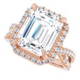 thumbnail image 4 of Pompeii 5 3/4Ct Emerald Cut Moissanite & Diamond Engagement Ring White Yellow Rose Gold, 4 of 6