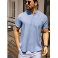 thumbnail image 3 of Fexilor Men's Shirts Short Sleeve Button Down Relaxed Fit Modern Stand Collar Casual Dress Shirts, Fade-Resistant, 3 of 6