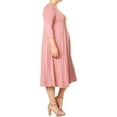thumbnail image 3 of Women's Casual Plus Size Loose Fit 3/4 Sleeve Jersey Knit A-Line Solid Midi Dress, 3 of 4