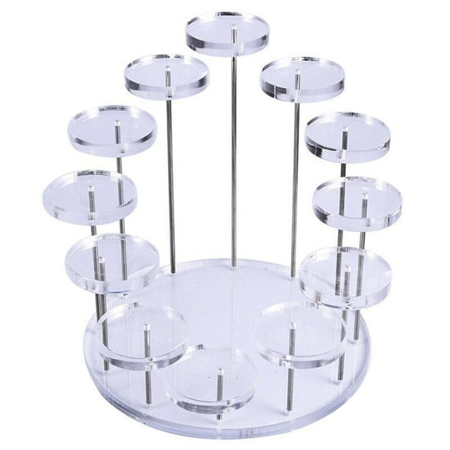 Injueey Soporte de acrílico para joyería Soporte de exhibición de base redonda de 12 soportes de exhibición de anillo de joyería Cocina y Comedor Transparente Injueey HA024658-02