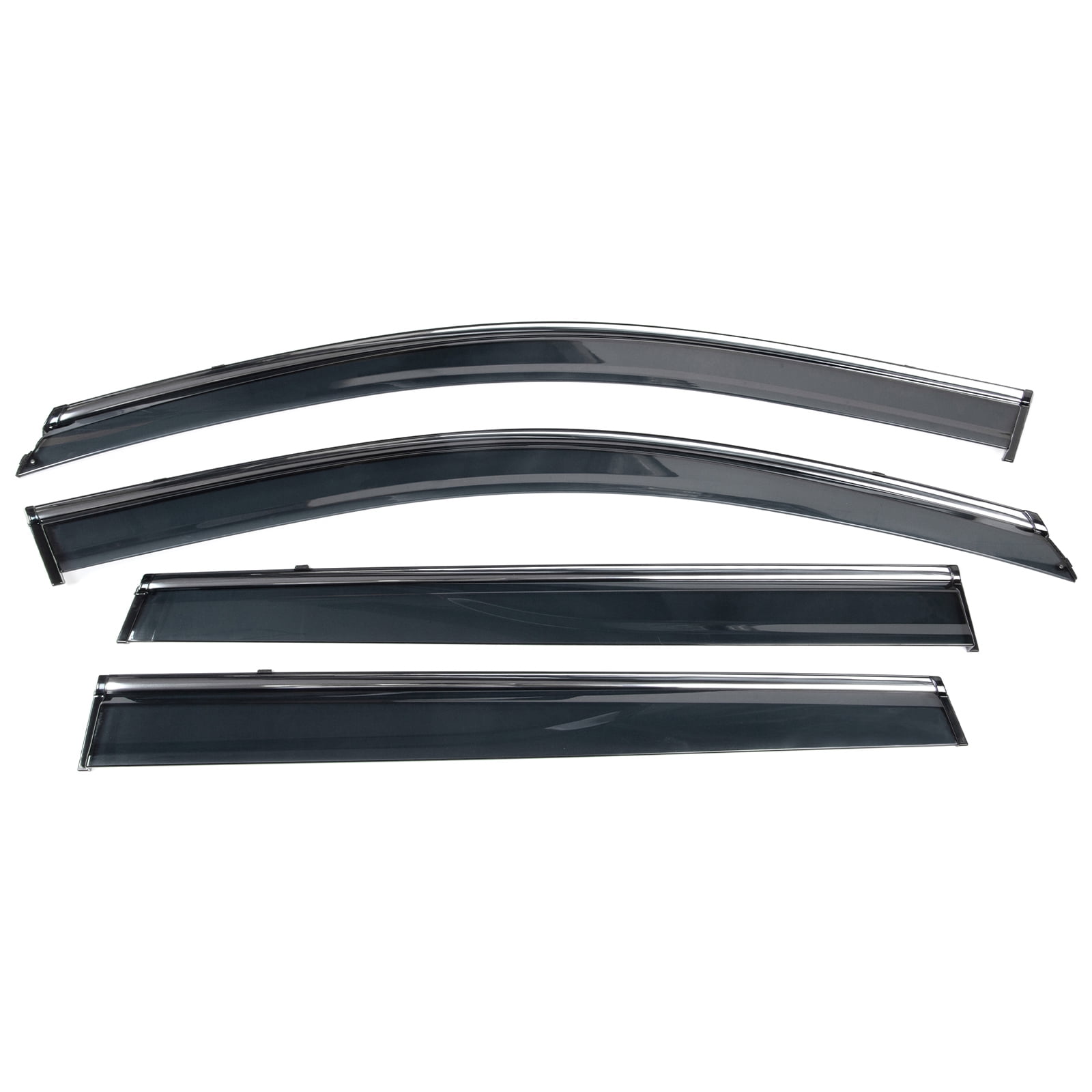 Ikon Motorsports Window Visors Compatible with 2014-2023 Jeep Cherokee KL Polycarbonate Side Window Vent Windshield Deflector Rain Guard W/ Chrome Trim 4PCS