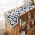 thumbnail image 4 of Navy Blue Easter Table Runner Linen Burlap Table Runner 72 Inches Long Bunny Pastoral Summer Botanical Rustic Dresser Scarves for Kitchen Island Coffee Dining Party Wedding Holiday Decor 14"x72", 4 of 8