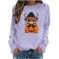 thumbnail image 2 of Mifsaly Womens Halloween Sweatshirt Cute Cartoon Cow Pumpkin Graphic Sweaters Long Sleeve Soft Comfortable Loose Fit Pullover Top, 2 of 5