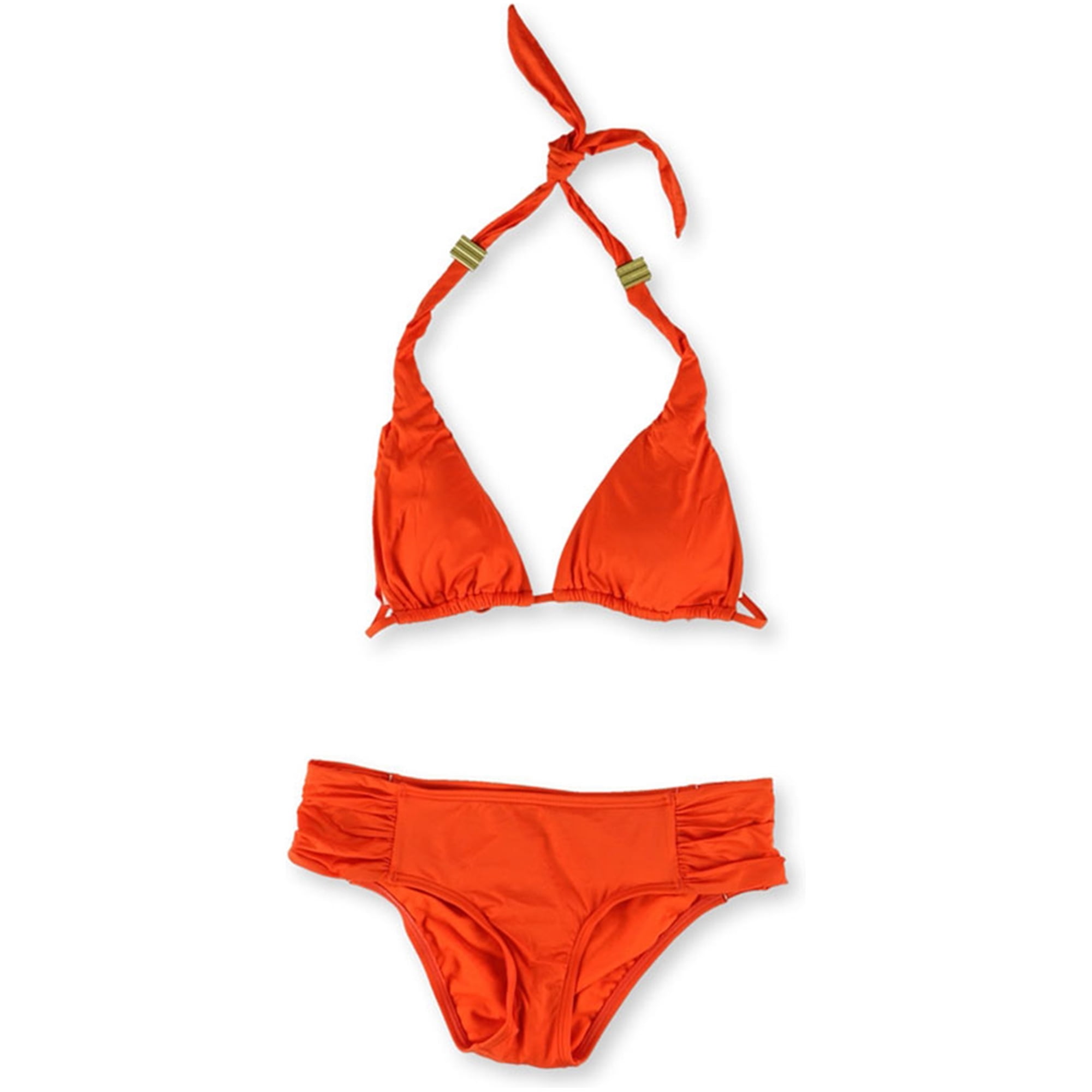 bar III Womens Triangle Side Tab 2 Piece Bikini, Orange, Small ...