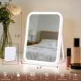 thumbnail image 3 of PayUSD Travel Makeup Mirror with Led Lights Vanity Mirror Touch Screen Control Rechargeable Lightweight Desk Tabletop LED Folding Cosmetic Handheld Mirror 6.1''x8.7'' Large White, 3 of 5