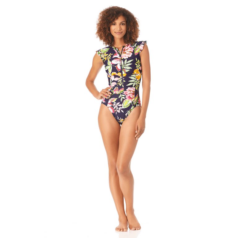 Anne Cole - Flutter Sleeve Zip Up Rash Guard One Piece Anne Cole - Flutter Sleeve Zip Up Rash Guard One Piece