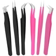thumbnail image 1 of SIVOTE Pinces à Cils pour Extensions de Cils pour Volume, Isolation & Cils Classiques, Lot de 6, Noir & Rose, 1 of 5