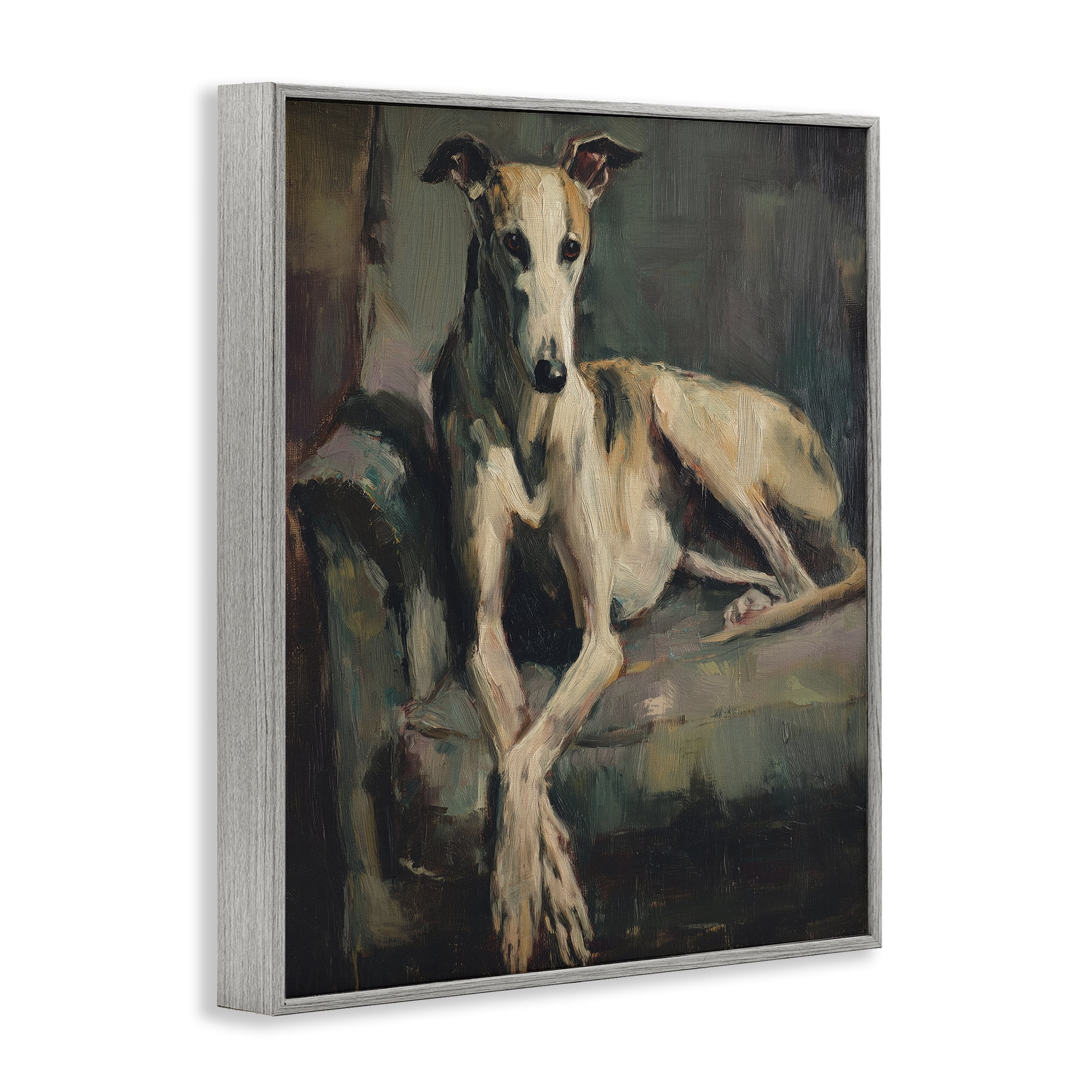 Stupell Industries Regal Comfort Whippet Dog Gray Framed Giclee Art, design by Svetlana Aleynikova