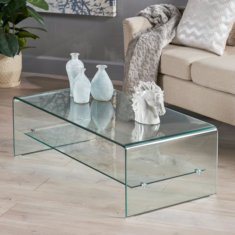 Christopher Knight Home Ramona Glass Coffee Table with Shelf by