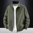 thumbnail image 2 of Danhjin Men's Fall Jackets Lapel Full Zipper Long Sleeve Stand Collar Winter Outerwear Solid Color Comfy Fashion Coats, 2 of 10