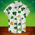 thumbnail image 2 of Camisetas de Lino para Hombres Cuello de Vuelta Impresión Día de San Patricio Manga Corta, Blusa Botón Casual, 2 of 8
