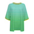thumbnail image 4 of TSADFHJI Chandail en Molleton Col Rond Femmes Été Décontracté Dégradé Rayé Col Rond Tendance Manches Courtes Chandail-Over T-Shirt Assorti m Vert Clair, 4 of 4