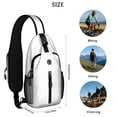 thumbnail image 5 of Sling Backpack,White Halloween Pumpkin Bat Pattern Crossbody Bag with Water Bottle Holder,Waterproof Sling Bag for Men/Women with Chest Phone Holder for Hiking,Travel, 5 of 6