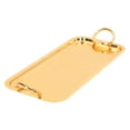 thumbnail image 3 of Rectangular Tea Cup Tray Gold Fruit Food Storage Tray with Circle Handle for Wedding Party, 3 of 5