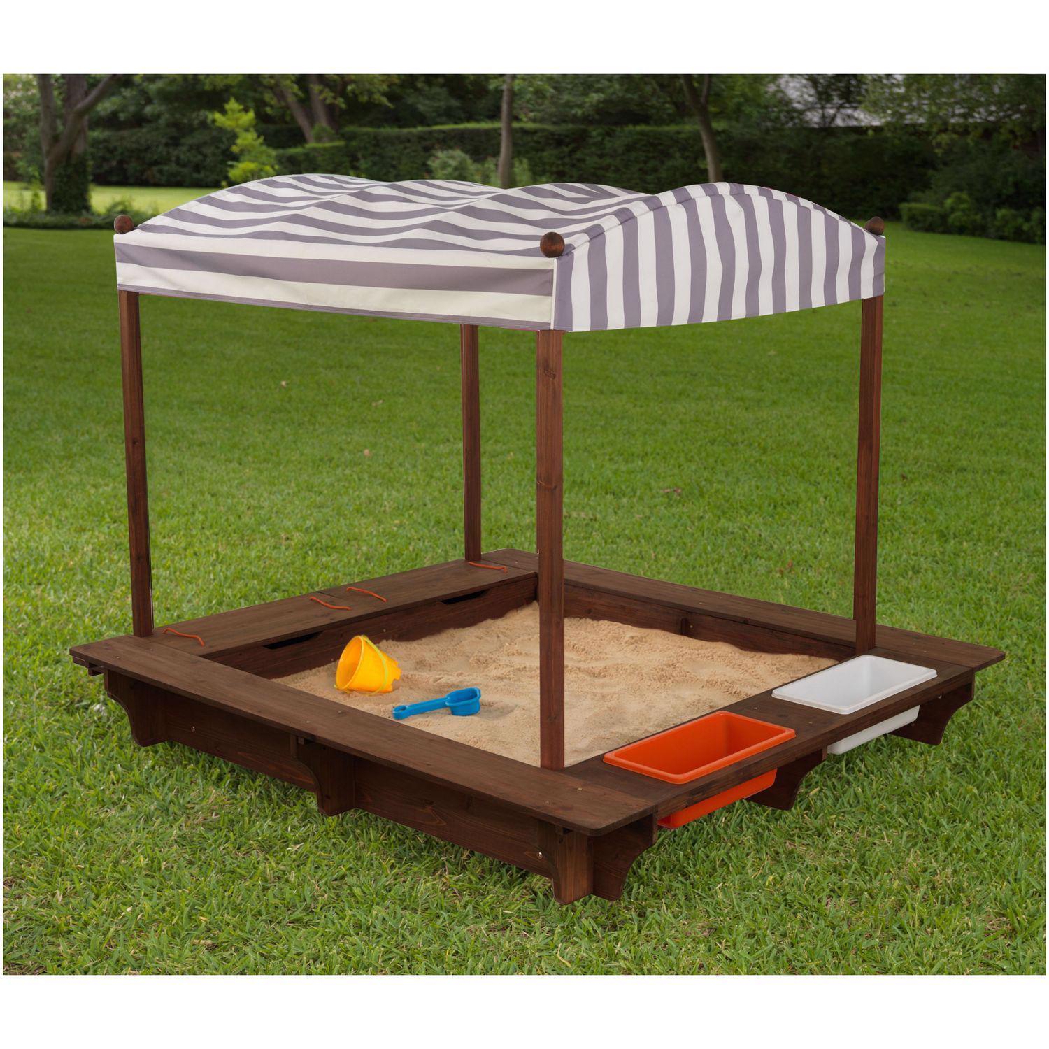 KidKraft Outdoor Sandbox with Canopy Grey and White