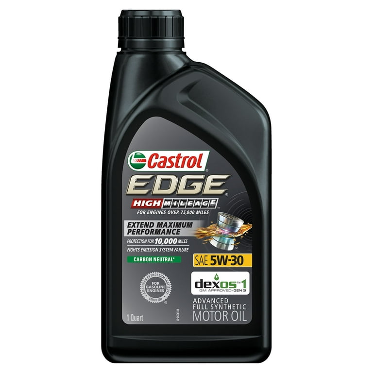 Castrol Edge High Mileage 5W-30, Full Synthetic Motor Oil, 1 qt