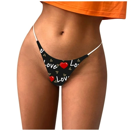 

BIZIZA Women s Thongs Lingerie Print Panties Sexy Bikini G-string Low Rise Red L
