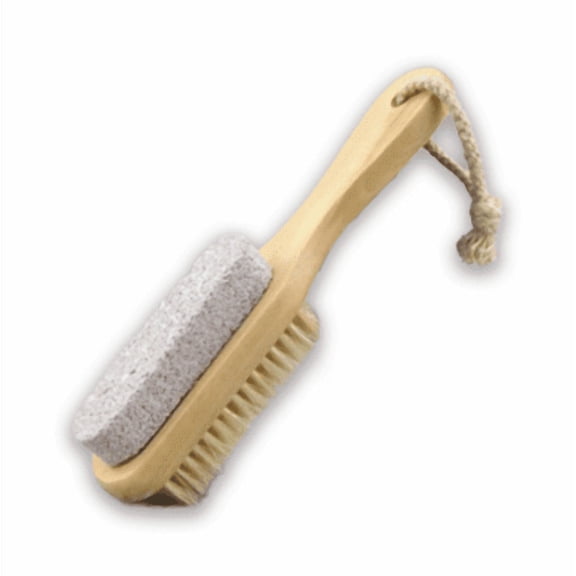 ACDANC 1Pcs Foot Massager, Dual-Sided Foot Scrubber with Pumice Stone for Feet, Ergonomic Wooden Handle Foot Brush, Full-Body Exfoliation Tool