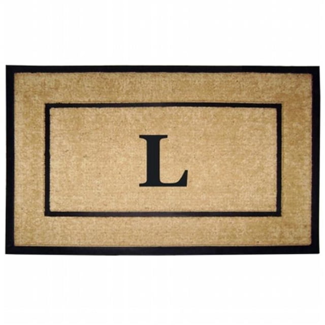 Nedia Home 18103L 30 x 48 in. Coir & Rubber Frame Mat Monogrammed L