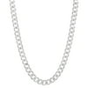 8.9mm Chunky Rhodium Plated Silver Flat Cuban Link Curb Chain Necklace, 22 inches