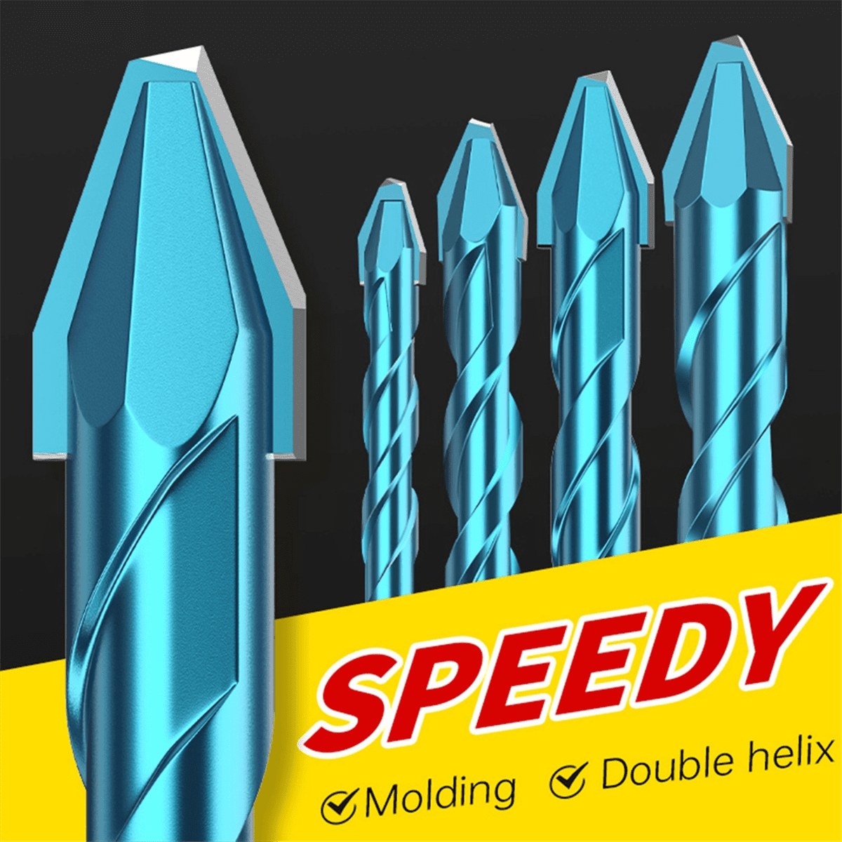 10pcs Tile Bit Blue Spade Drill Bit Set High Hardness Eccentric Drill Cordless Drill Power Tools Accessories 8mm