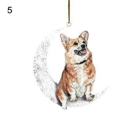

Attractive Pendant Decor with Lanyard Arcylic Dog Sitting On The Moon Hanging Pendant for Home