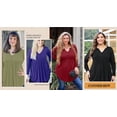 thumbnail image 7 of WellSize Plus Size Blouses for Women V Neck Curved Hems Tunic Tops Casual Long Sleeve Botton Fall Shirts, 7 of 7