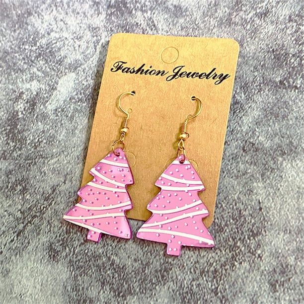 Fiudx Pendientes Navideños de Acrílico Brillante, Diseño Llamativo, Tachuelas de Acero Inoxidable Resistentes a La Oxidación, Ideales para Fiestas o Regalos, Elegante Accesorio para Mujer.